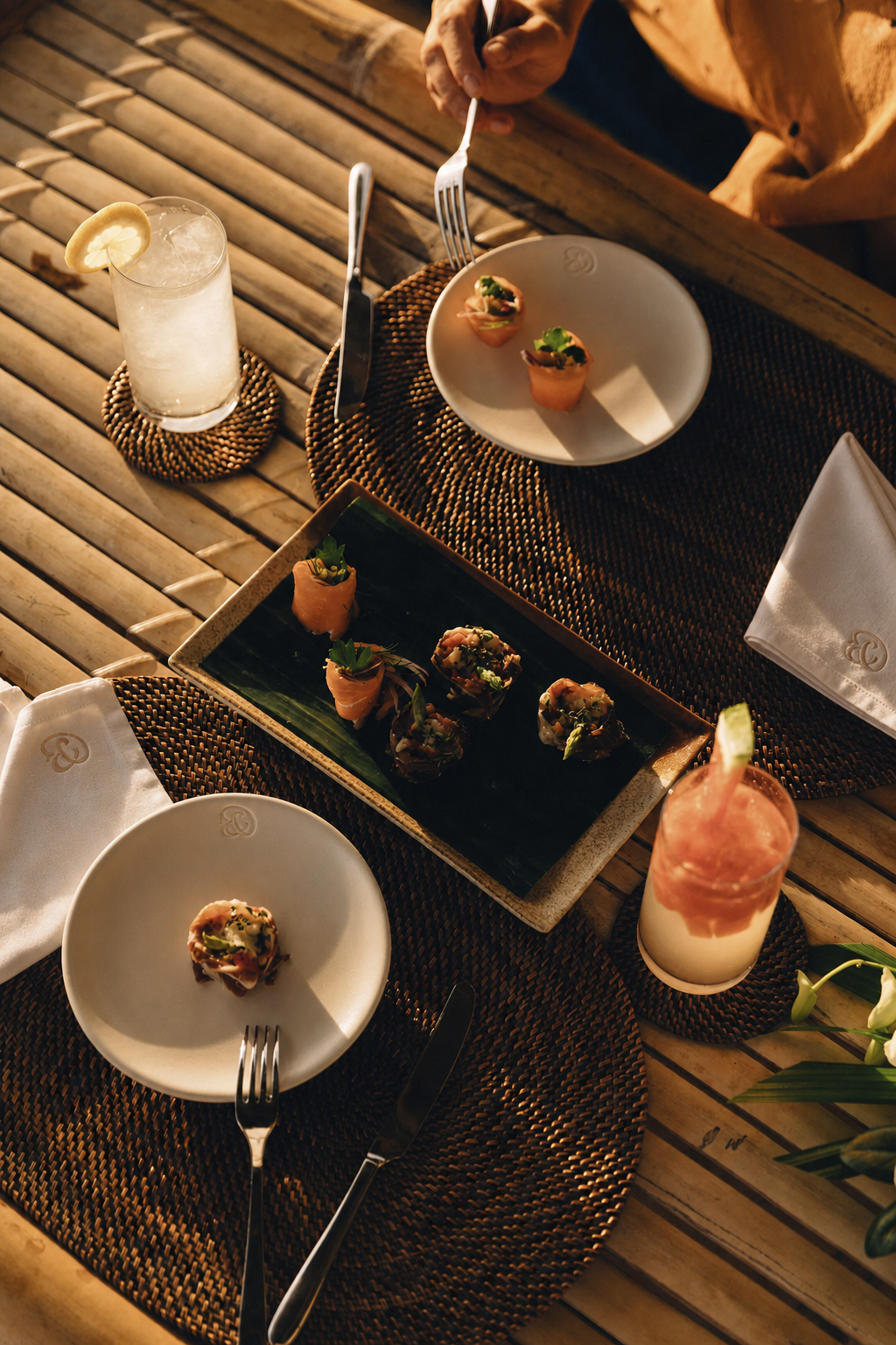 embroided plates: napkins ember&tide